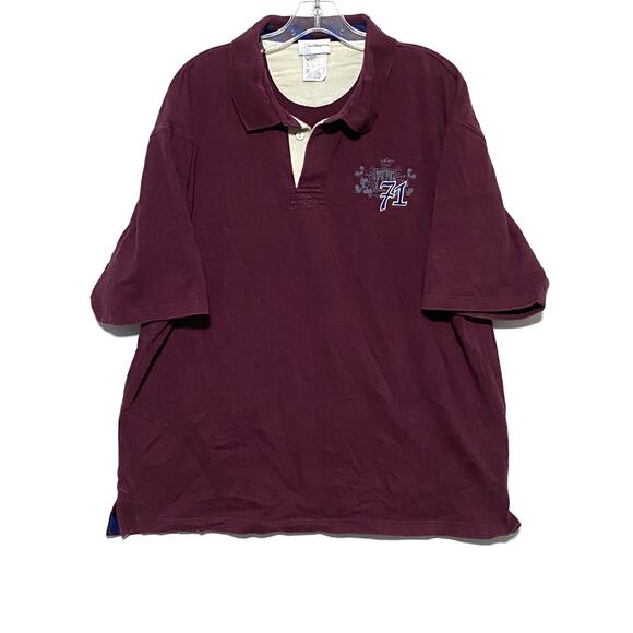 Walt Disney World 71 Polo Shirt Red Purple Mickey Crest Embroidered Logo Mens XL - Picture 1 of 6